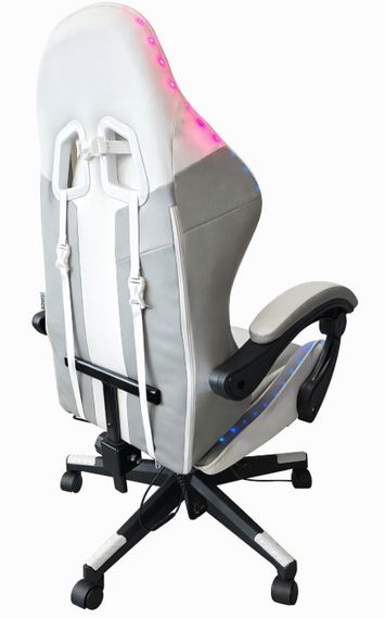 Геймерське крісло з підсвіткою та підставкою для ніг Bonro B-964 біле | Зображення 5