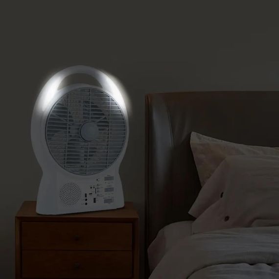 Вентилятор портативный Solar с USB, Bluetooth, MP3, FM-радио / Аккумуляторный вентилятор с LED подсветкой, 2 скорости, 6Вт 5500 мАч | Зображення 3