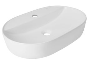 Раковина накладна Qtap Scorpio 600х400х120 мм, White, овальна, без донного клапана QT14118045W