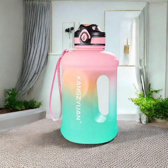 Эко-бутылка KANGZYUAN 1800 мл - Розовая Tritan BPA-free, ударопрочная, спортивная с ручкой и ремешком | Зображення 9