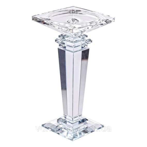 Подсвечник стеклянный на высокой ножке 9.5×9.5×20 см декоративный прозрачный HP-4-52S | Зображення 1