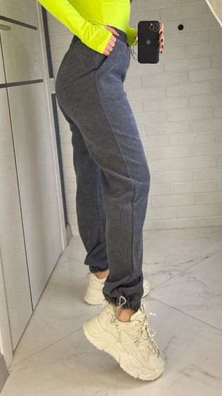 Женские стильные вельветовые брюки-джоггеры OB82 размер 42, цвет серый | Зображення 1