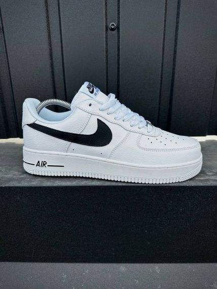 Кросівки Nike Air Force (білі з чорним лого, шкіра ліцензія) | Зображення 8