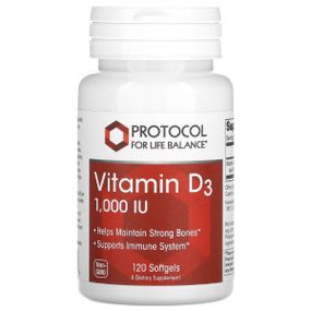 Витамин D Protocol for Life Balance Vitamin D-3 1000 IU 120 Softgels