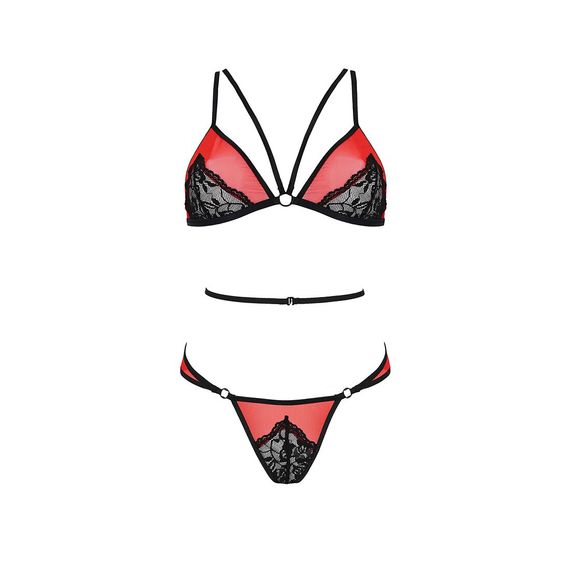 Комплект белья Passion PEONIA SET L/XL red, бра, трусики | Зображення 2