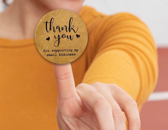 Этикетка наклейка круглая крафт "Thank You 11", Диаметр 50 мм, 250 шт/рулон, Viskom | Зображення 7