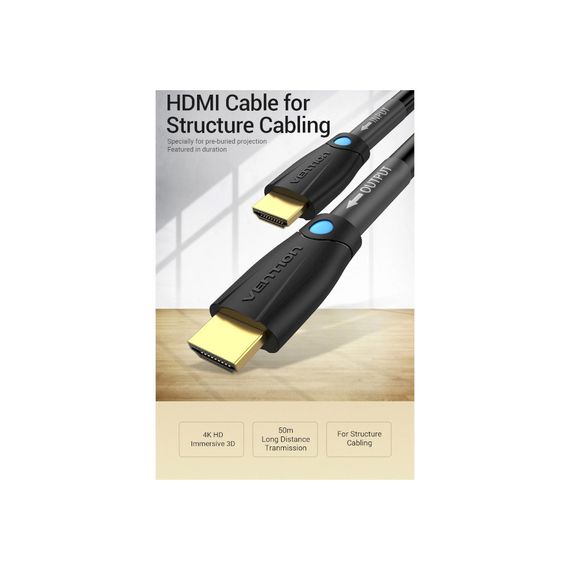 Кабель мультимедійний HDMI to HDMI 8.0m V2.0 Engineering 4K 60Hz 18Gbps HD 7.1 PVC Black Vention (AAMBK) | Зображення 2