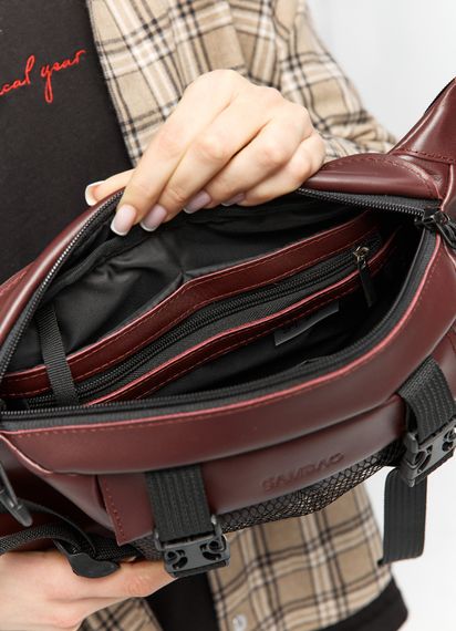 Велика жіноча поясна сумка бананка Sambag DynamicDart марсала 38 × 21 × 7 см (80411120) | Зображення 8