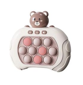 Іграшка Поп-Іт електронна приставка Pop it PRO Quick Push ведмедик бежевий з коричневим