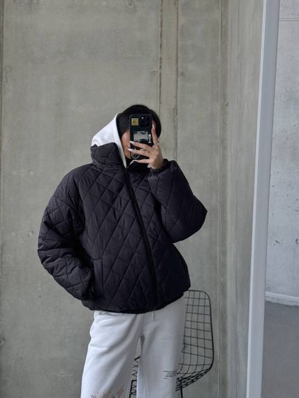 Стегана куртка на силіконі 200 підкладка с основи універсальний 46 чорний | Зображення 5