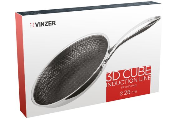 Сковорода из нержавеющей стали антипригарная Vinzer 3D Cube 28 см 50403 для всех плит | Зображення 3