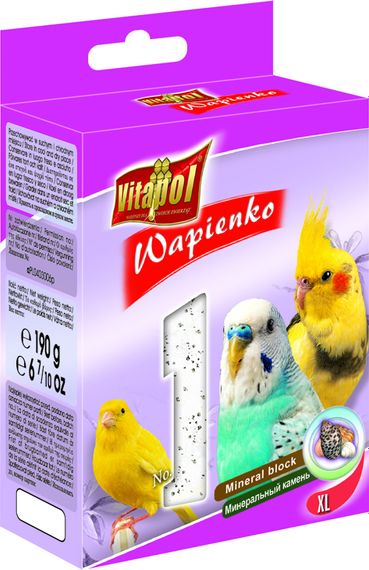 Мінеральний камінь Vitapol Wapienko Mineral Block XL для птахів з мушлями 190 г (5904479027566)