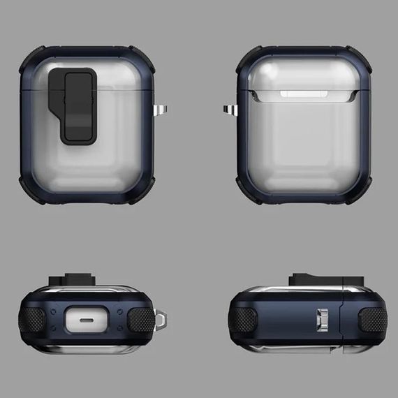 Футляр протиударний Locking Button для навушників Airpods 1/2 Blue | Зображення 1