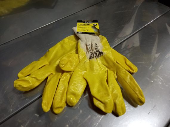 Рукавички трикотажні ХБ з нітриловим покриттям, жовтий колiр, р. 10 WERK (WE2132H) | Зображення 1