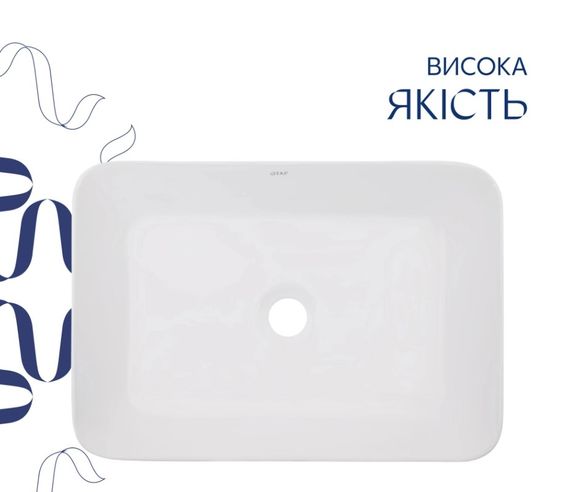 Раковина накладна Qtap Virgo 490х350х110 мм, White, прямокутна, без донного клапана QT18112261WN | Зображення 3