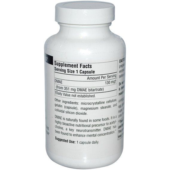 Диметиламиноэтанол Source Naturals DMAE 351 mg 100 Caps | Зображення 1