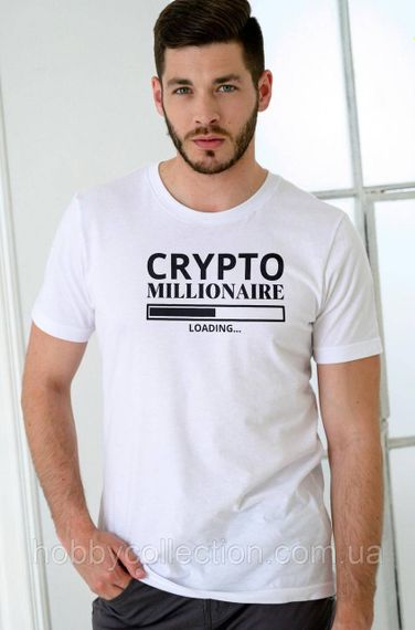 Футболка чоловіча із принтом "CRYPTO Millionaire" біла