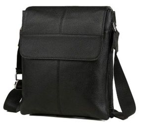Мужская кожаная сумка, мессенджер Tiding Bag черный