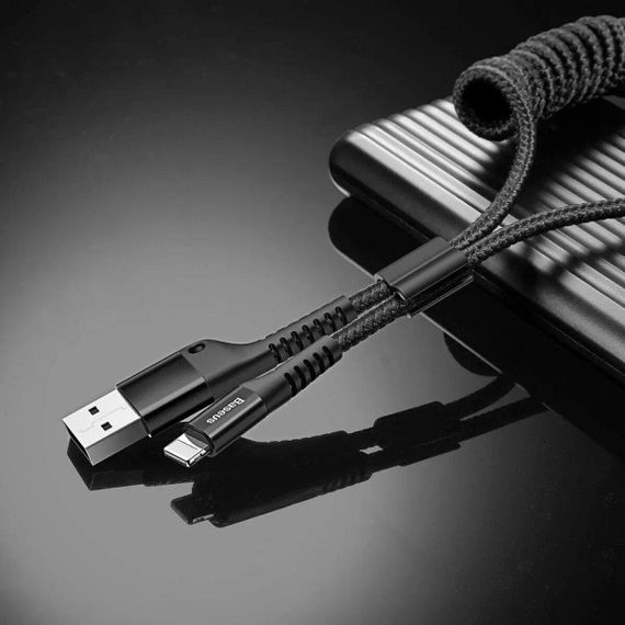 Кабель Baseus Fish eye Spring Data Cable Lightning 1m Black | Зображення 3