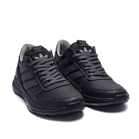 Демісезонні шкіряні кросівки Adidas колір чорний/сірий | Зображення 1