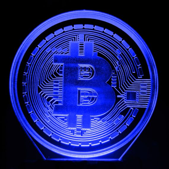 Акриловий світильник-нічник Біткоїн синій tty-n001122