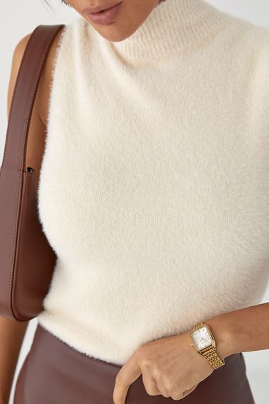 Жіноча жилетка із альпаки - молочний цвет, ONE SIZE (є розміри) | Зображення 3