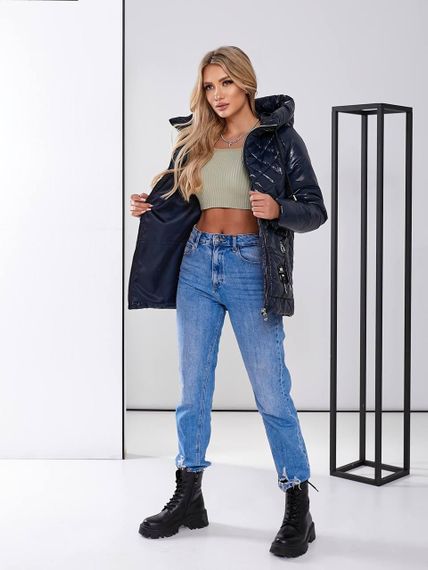 Жіноча стьобана куртка з блиском, арт.504, чорний | Зображення 2