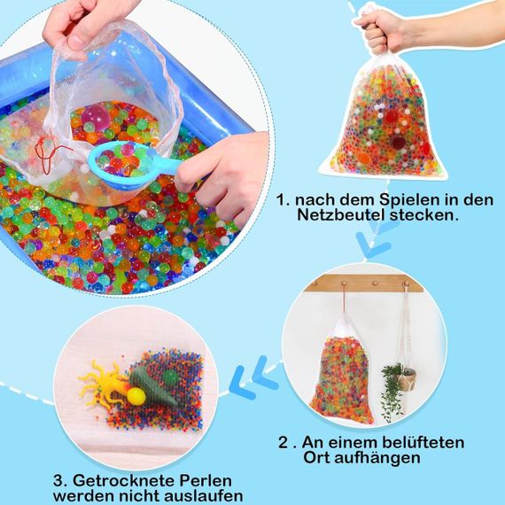 Гідрогелеві кульки Орбізи TULADUO, набір 4 в 1, 270 г, 50000 шт., 2-3.5 мм, різнокольорові, з резиновими кульками | Зображення 2