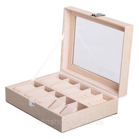 Шкатулка для украшений из эко кожи 25.5×20×7.5 см органайзер для ювелирных изделий HP-5-6GOLD