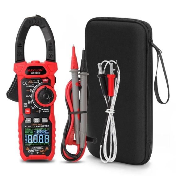Мультиметр Затискний вимірювач HT208D DC1000В/1000A, AC750В/1000A Digital clamp meter для сонячних панелей | Зображення 1