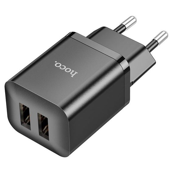 Набір СЗУ HOCO N25 + кабель Lighting, 2xUSB, 2.1A, кабель 1м, Black, Blister | Зображення 2