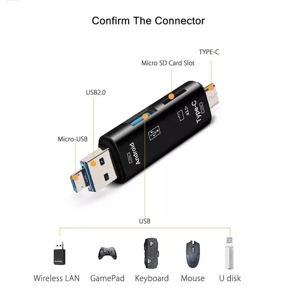 Кардридер Micro-USB Android Tupe-C Sd card Slot | Зображення 4