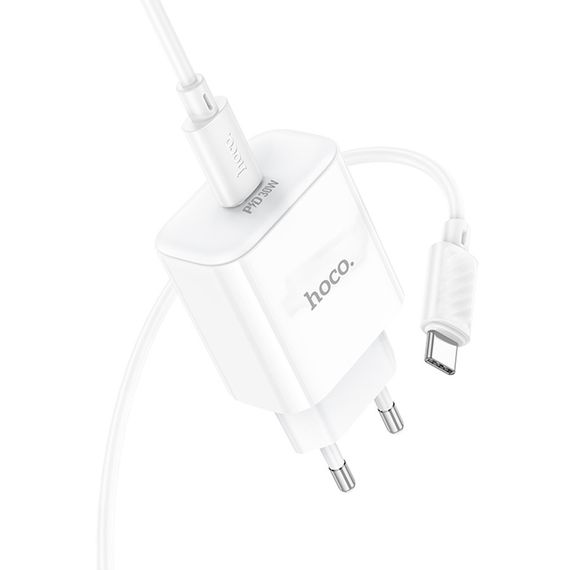 Набор СЗУ 110-240V HOCO C76A Pro+ Type-C кабель, USB-C, PD30W, кабель 1м, White, Box | Зображення 3
