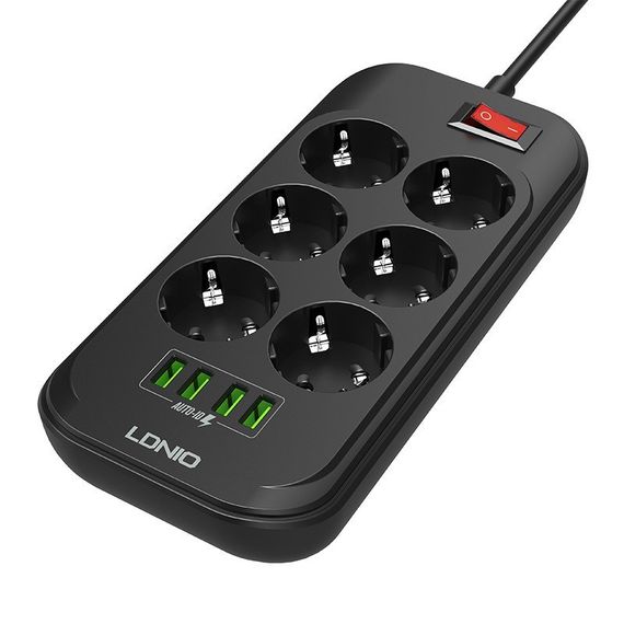 Мережевий подовжувач з 6 розетками та 4 USB-портами LDNIO SE6403 (22011-01_407) | Зображення 3