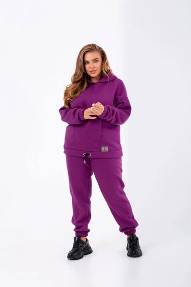 Женский теплый спортивный костюм на флисе худи и штаны NB23038 цвет фуксия, размер 42/44 | Зображення 2