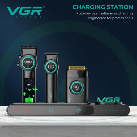 Професійний набір для барберів VGR Stepless Pro 3 in 1 BLACK / Чоловічий комплект для стрижки VGR | Зображення 3
