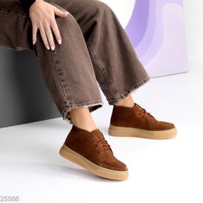 Рыжие ботинки дезерты в стиле casual натуральная замша на утолщенной подошве 39