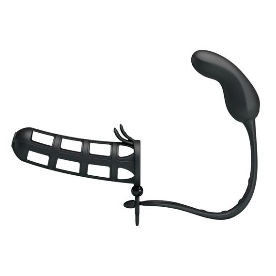 Насадка на член з анальною пробкою - Pretty Love Hercules Penis Sheath Black sexstyle | Зображення 6