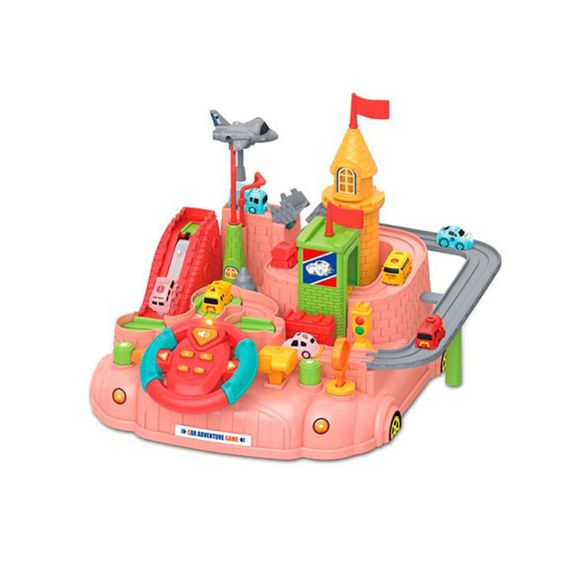 Дитячий ігровий набір "Гараж" A333-330F(Pink) кермо, машинки, літак