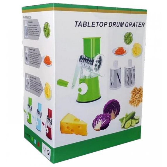 Овочерізка мультислайсер Tabletop Drum Grater Kitchen Master Терка для овочів та фруктів 3 насадки. Колір: блакитний | Зображення 5