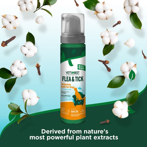Піна від бліх та кліщів для собак Vet's Best Flea & Tick Waterless Dog Bath Cottonspice, 236 мл | Зображення 2
