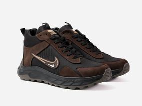 Зимові шкіряні черевики Nike колір коричневий/чорний