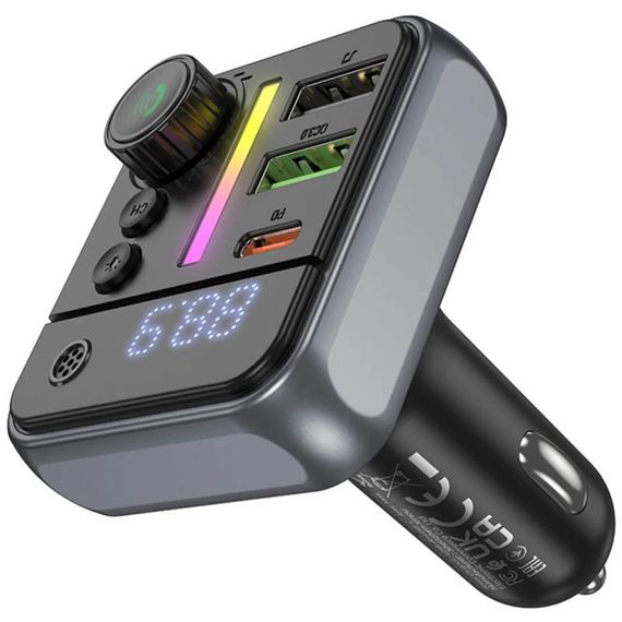 АЗУ FM модулятор Borofone BC50 Ascenso PD20W+QC3.0 total 38W (2USB-A/1C) Black | Зображення 6