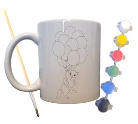 Набір для творчості кружка розмальовка Кошеня на повітряній кульці 330 мл біла (КР0070)