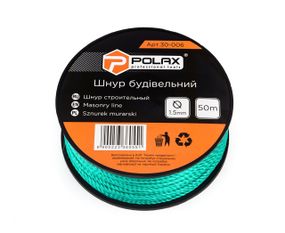 Шнур муляра Polax для будівельних робіт 1,5 мм х 50 м, зеленинй (30-006)