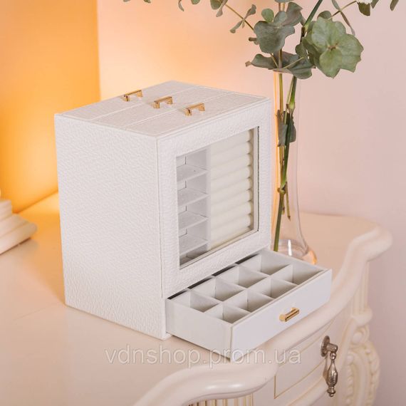 Скринька для прикрас з еко шкіри 3 яруси органайзер для ювелірних виробів HP-5-16W | Зображення 8