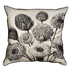 Подушка с мешковины Монохромные цветы 45x45 см (45PHB_FLORA003)