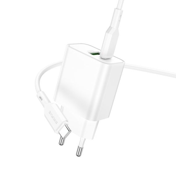 СЗУ Borofone BA88A Navy PD20W+QC3.0 (1USB-A/1C) + кабель Type-C to Type-C White | Зображення 1