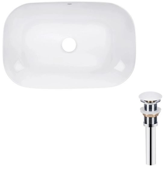 Комплект Qtap Robin: Раковина накладна прямокутна 600x390x150 мм White + Донний клапан PU02 (QT13112143PWN47297)