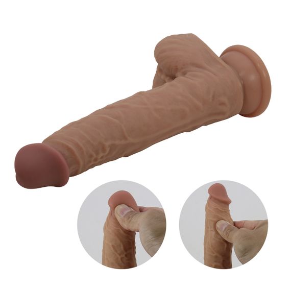 Вібратор на присосці PRETTY LOVE Jonathan 8,3'' Light Brown, 3 vibration functions Thrusting Wireles Sex Aura | Зображення 6